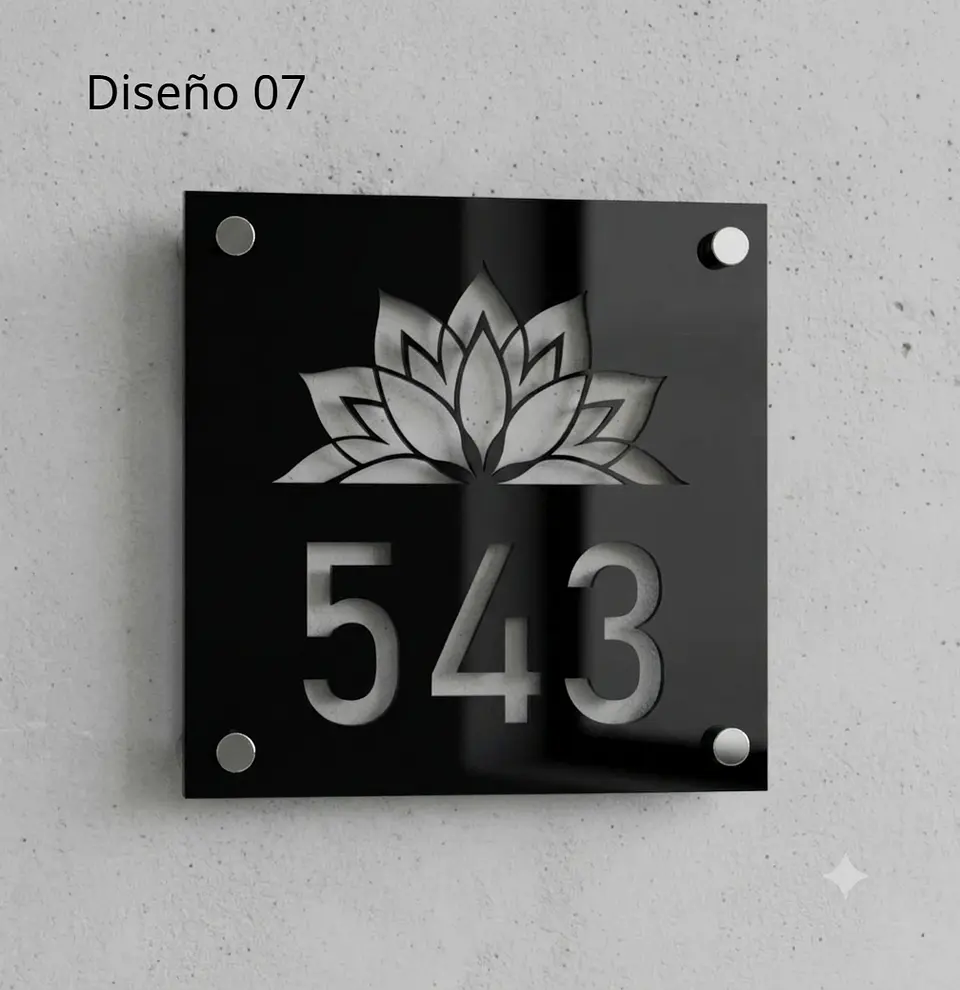 Placa Número Casa Acrílico Personalizada Premium | Diseño Moderno Chile - Modelo Small. 6