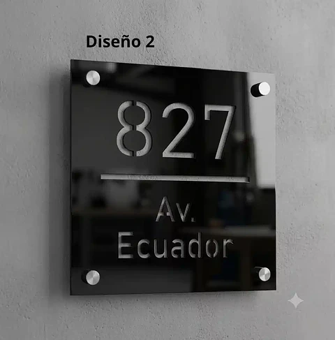 Placa Número Casa Acrílico Personalizada Premium | Diseño Moderno Chile - Modelo Small.