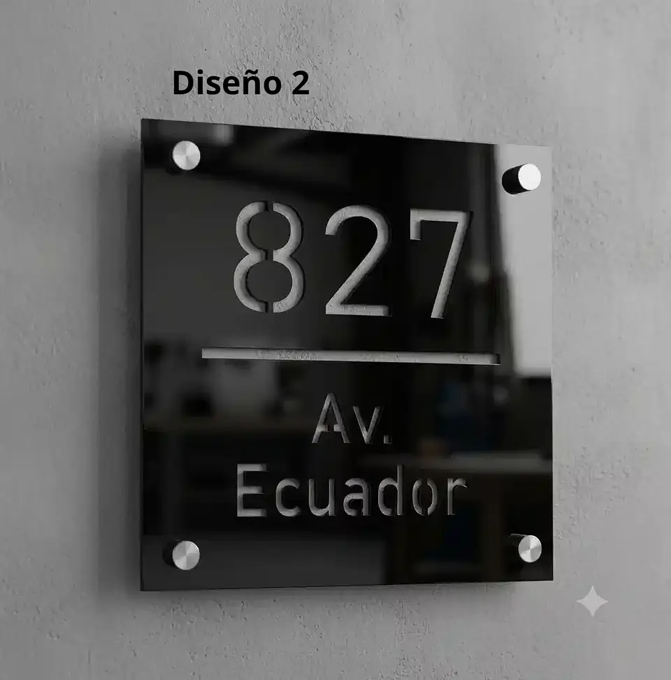 Placa Número Casa Acrílico Personalizada Premium | Diseño Moderno Chile - Modelo Small. 2