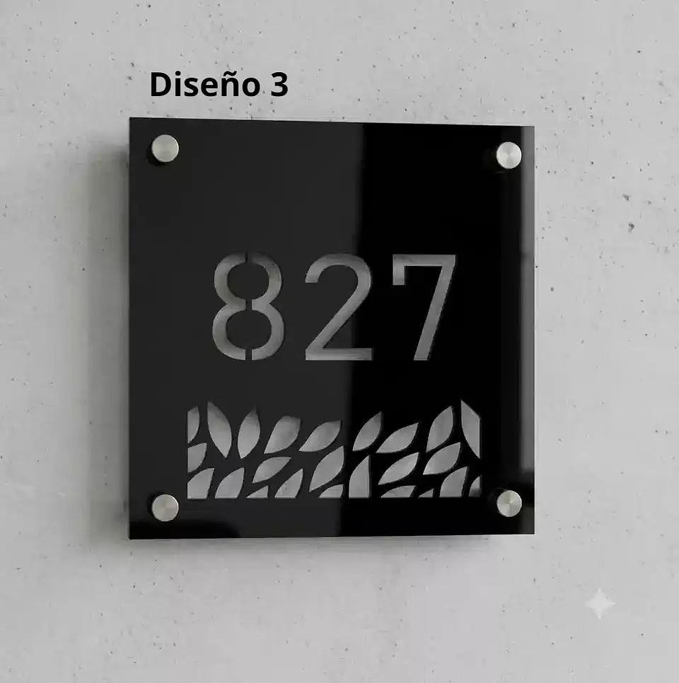 Placa Número Casa Acrílico Personalizada Premium | Diseño Moderno Chile - Modelo Small. 3