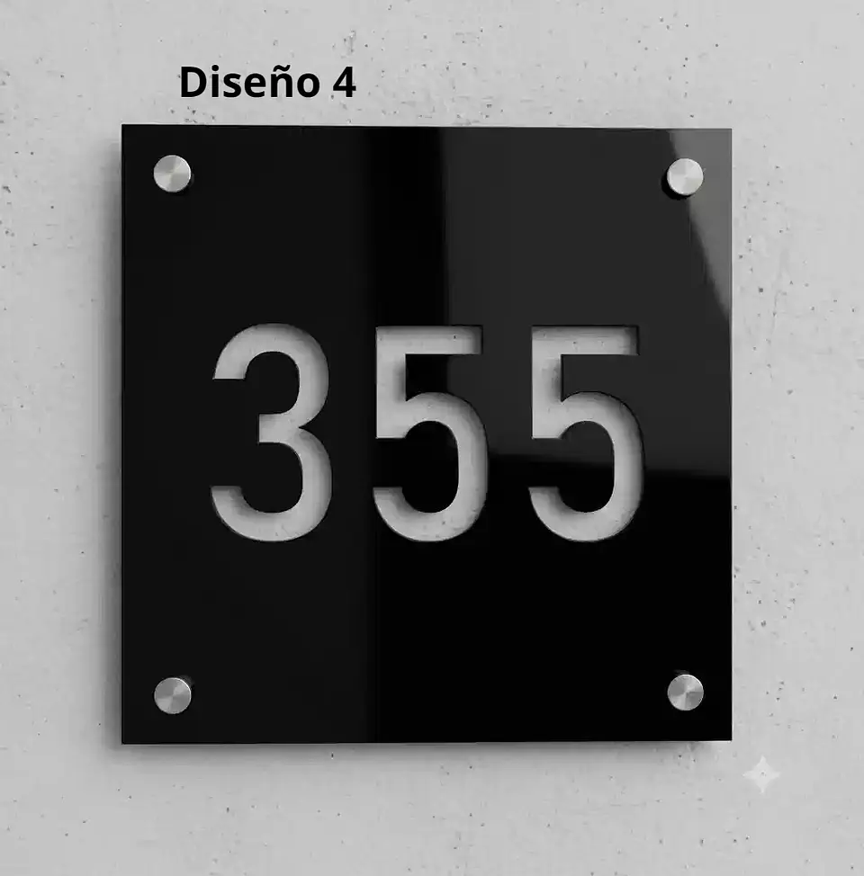 Placa Número Casa Acrílico Personalizada Premium | Diseño Moderno Chile - Modelo Small. 4