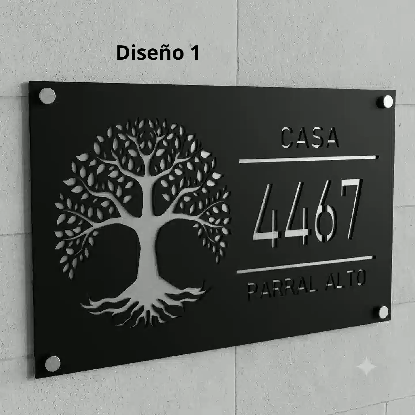 Placa Número Casa Acrílico Personalizada Premium | Diseño Moderno Chile - Modelo Medium 1