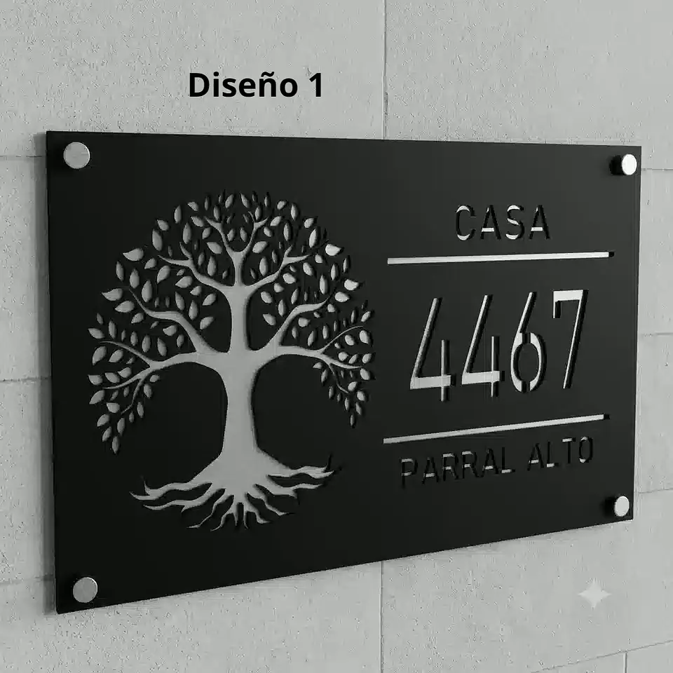 Placa Número Casa Acrílico Personalizada Premium | Diseño Moderno Chile - Modelo Medium 1