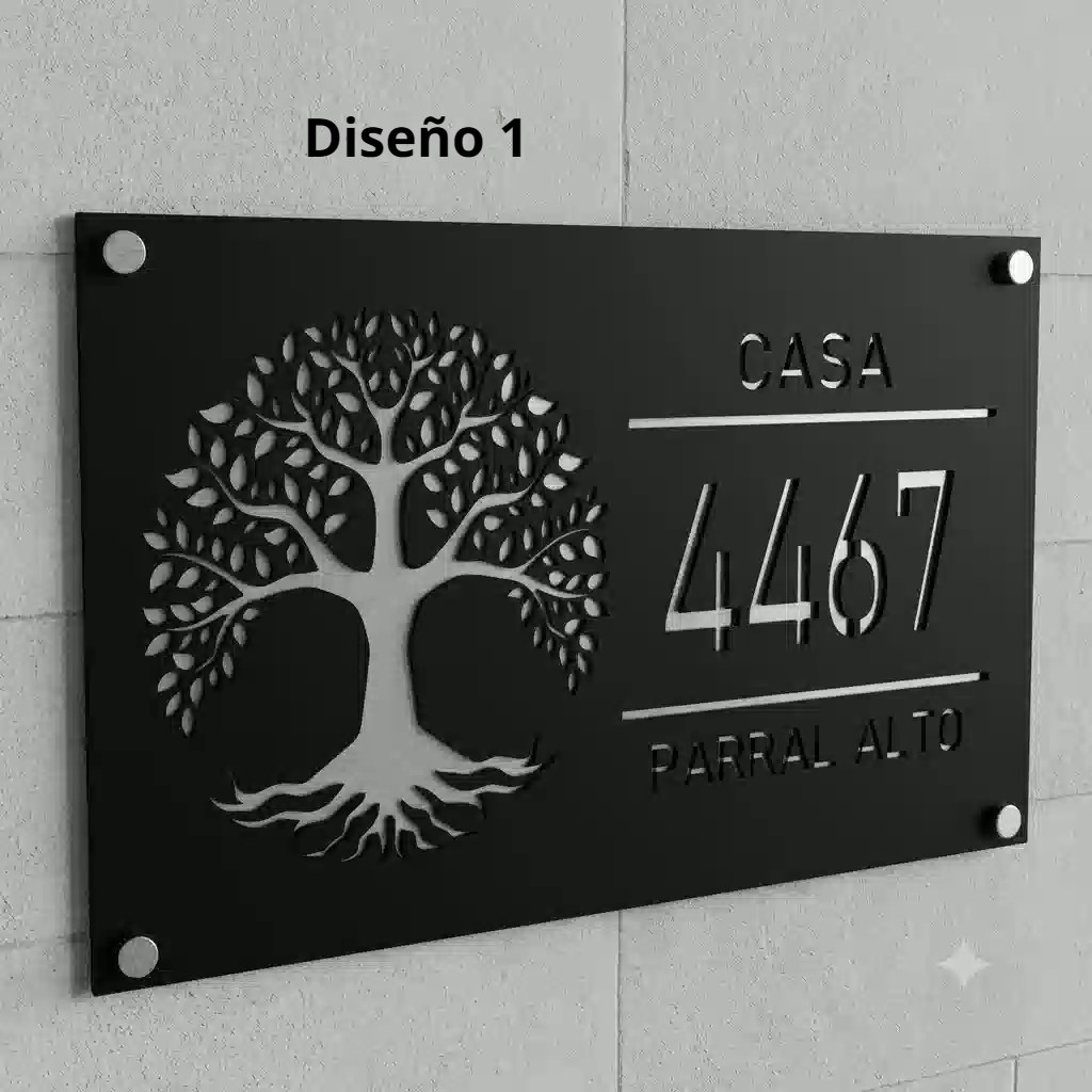 Placa Número Casa Acrílico Personalizada Premium | Diseño Moderno Chile - Modelo Medium