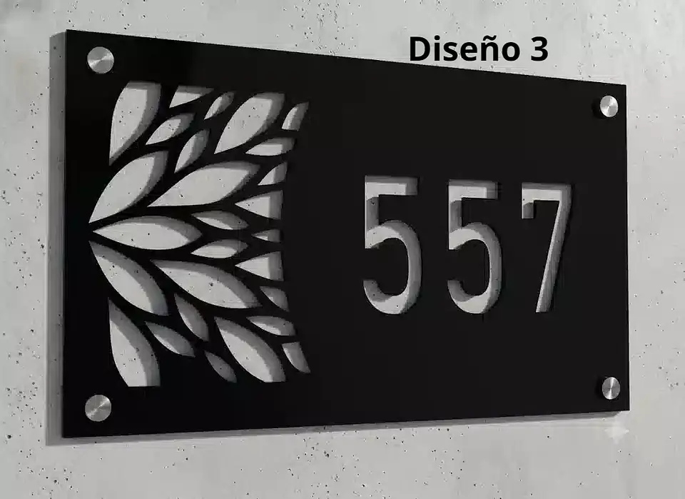 Placa Número Casa Acrílico Personalizada Premium | Diseño Moderno Chile - Modelo Medium 3
