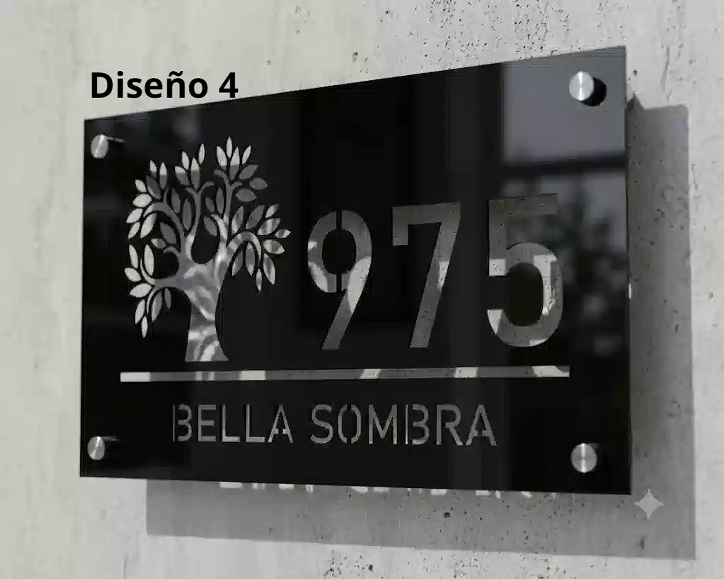 Placa Número Casa Acrílico Personalizada Premium | Diseño Moderno Chile - Modelo Medium 4