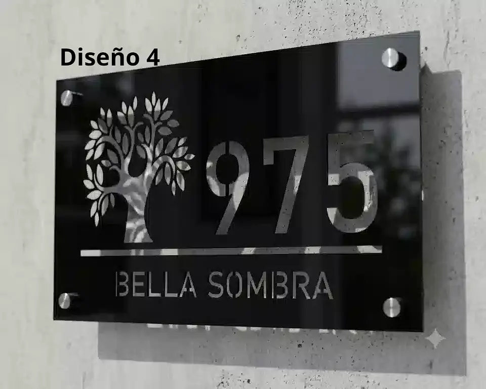 Placa Número Casa Acrílico Personalizada Premium | Diseño Moderno Chile - Modelo Medium 4