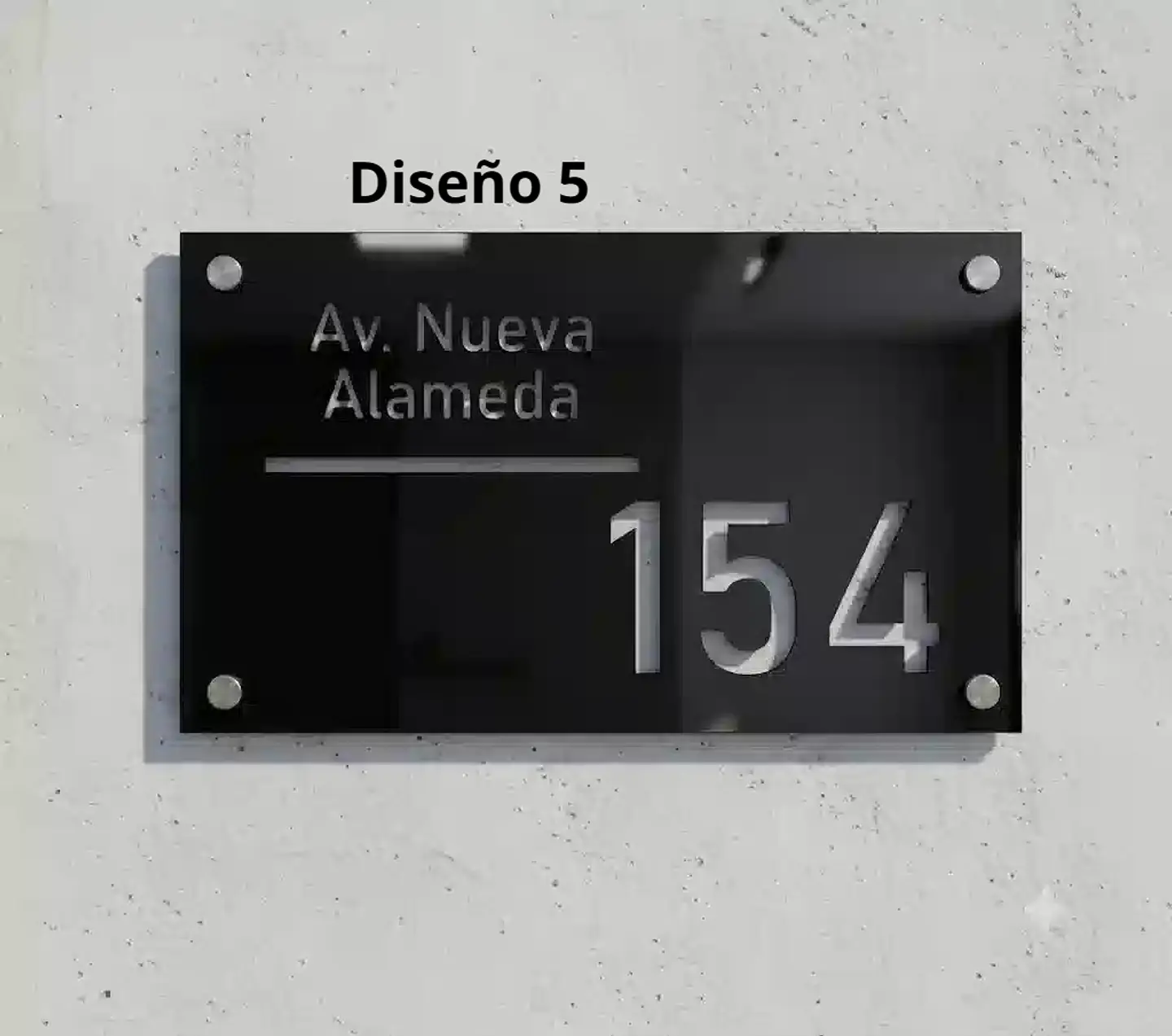 Placa Número Casa Acrílico Personalizada Premium | Diseño Moderno Chile - Modelo Medium 5