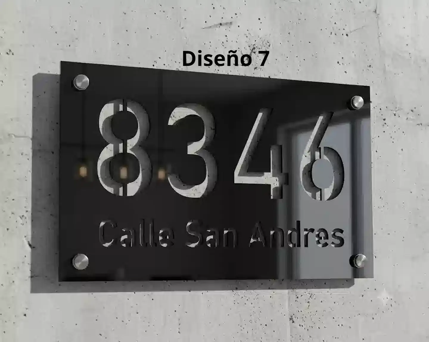 Placa Número Casa Acrílico Personalizada Premium | Diseño Moderno Chile - Modelo Medium 7
