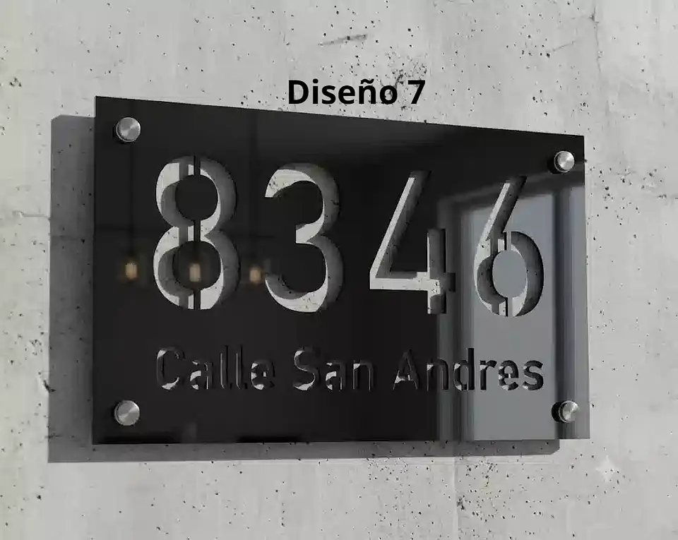 Placa Número Casa Acrílico Personalizada Premium | Diseño Moderno Chile - Modelo Medium 7