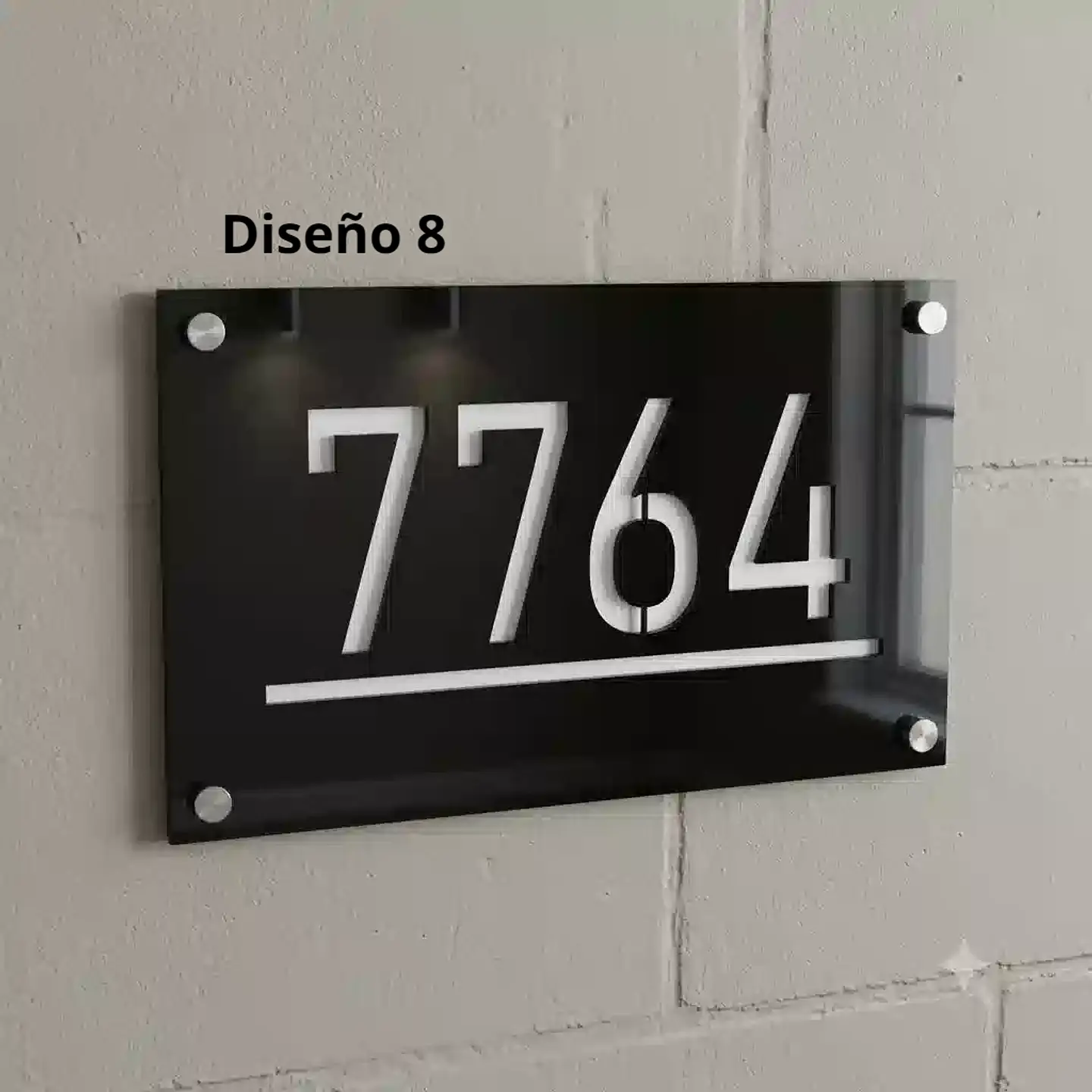 Placa Número Casa Acrílico Personalizada Premium | Diseño Moderno Chile - Modelo Medium 8