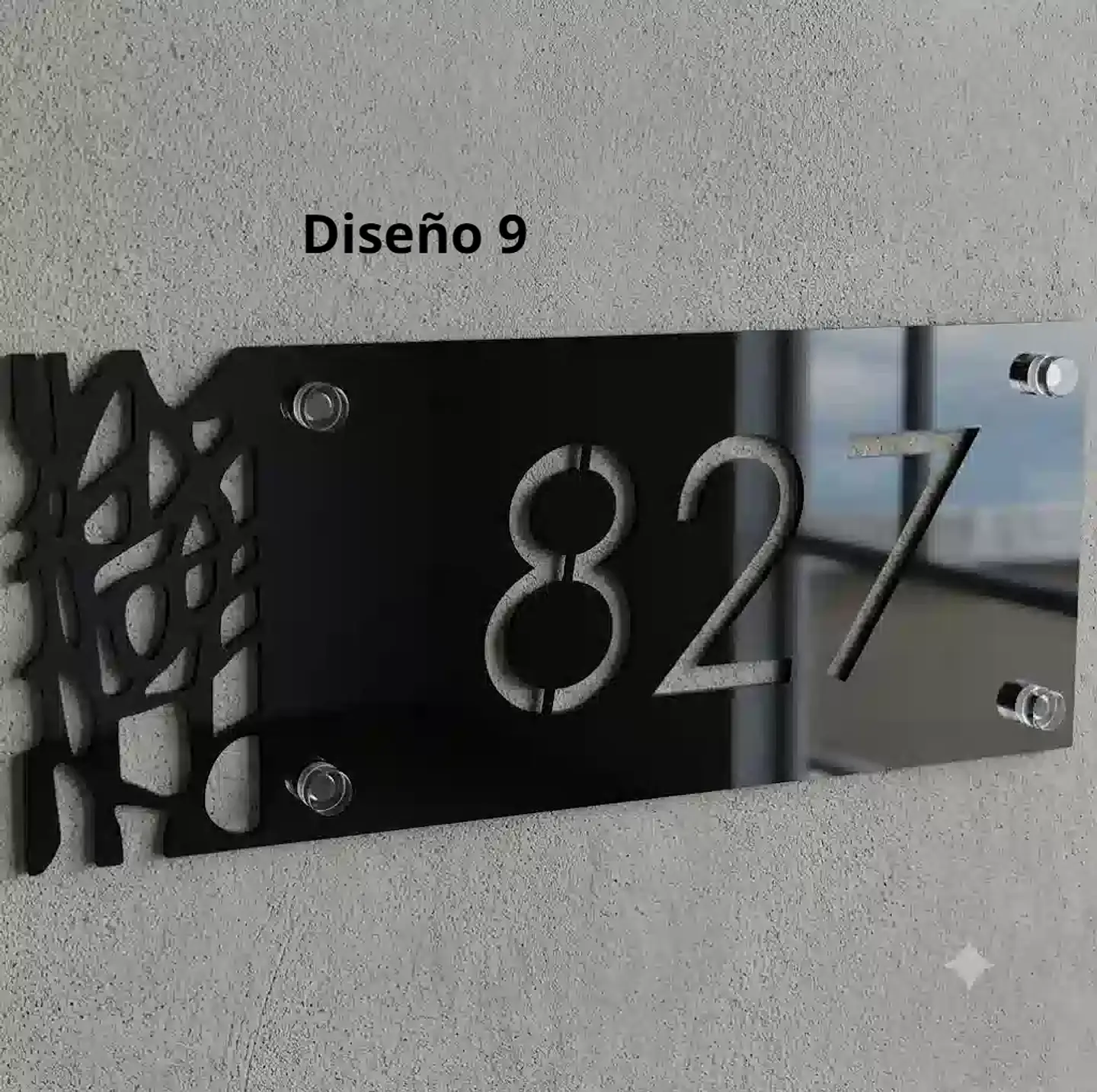 Placa Número Casa Acrílico Personalizada Premium | Diseño Moderno Chile - Modelo Medium 9