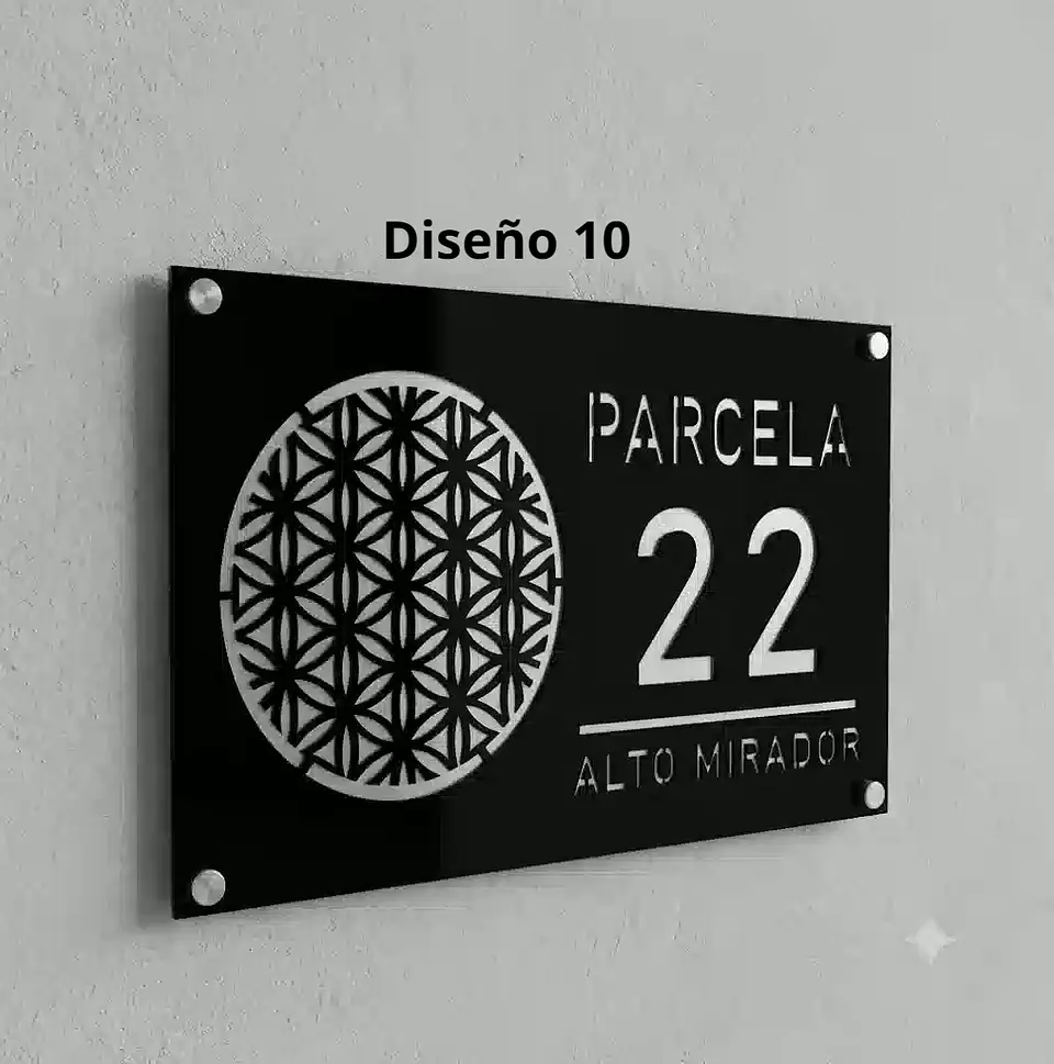 Placa Número Casa Acrílico Personalizada Premium | Diseño Moderno Chile - Modelo Medium 10