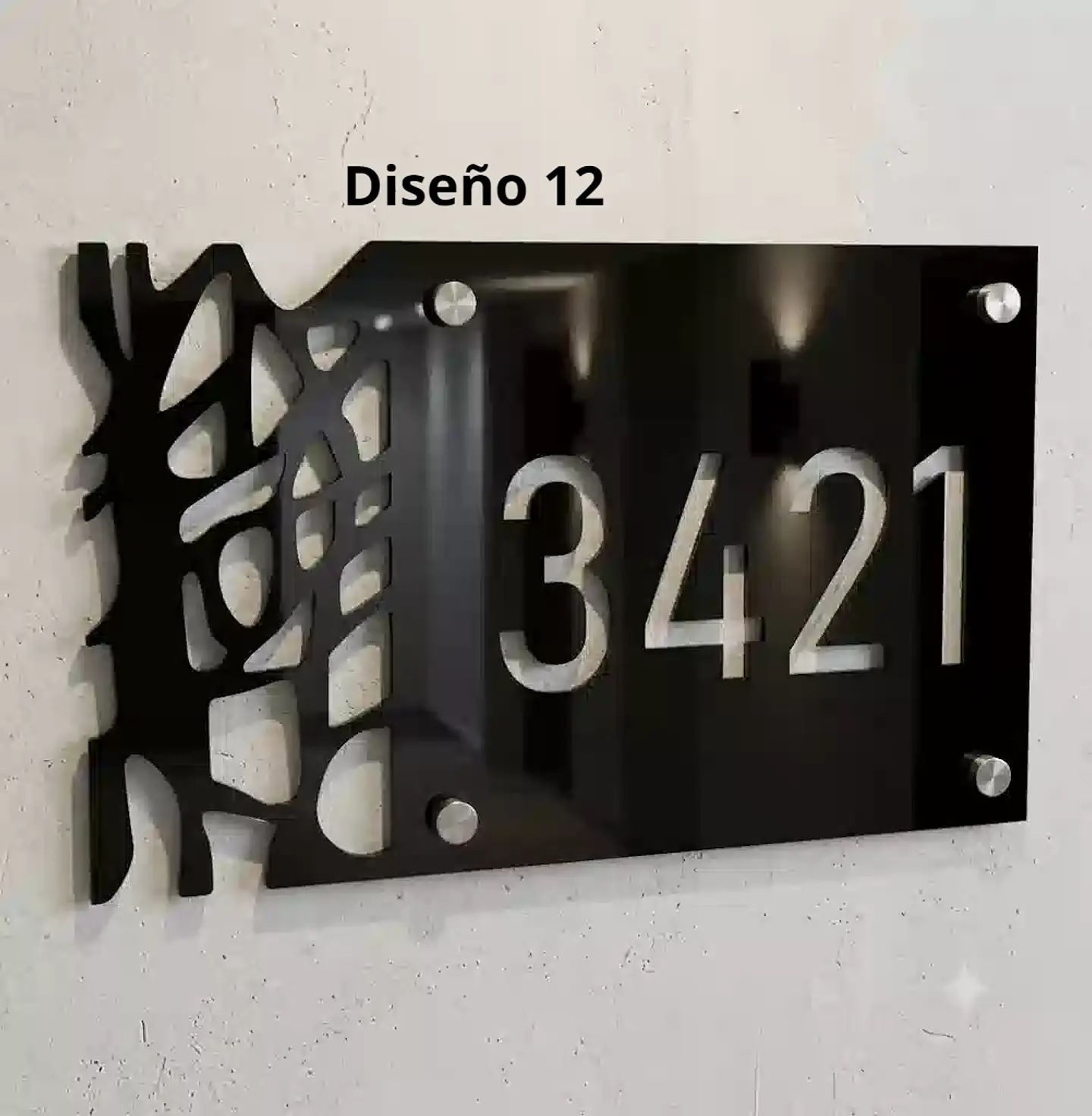 Placa Número Casa Acrílico Personalizada Premium | Diseño Moderno Chile - Modelo Medium 12
