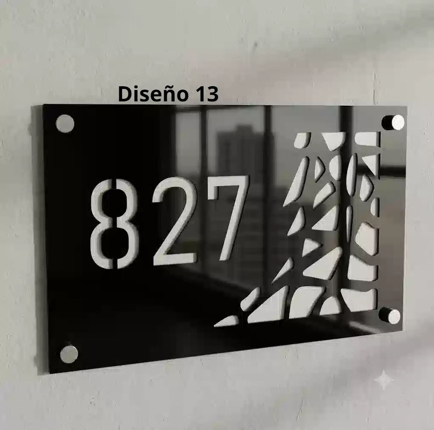 Placa Número Casa Acrílico Personalizada Premium | Diseño Moderno Chile - Modelo Medium 13