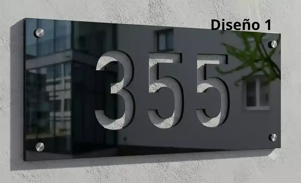 Placa Número Casa Acrílico Personalizada Premium | Diseño Moderno Chileno Horizontal 1