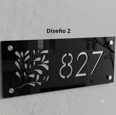 Placa Número Casa Acrílico Personalizada Premium | Diseño Moderno Chileno Horizontal