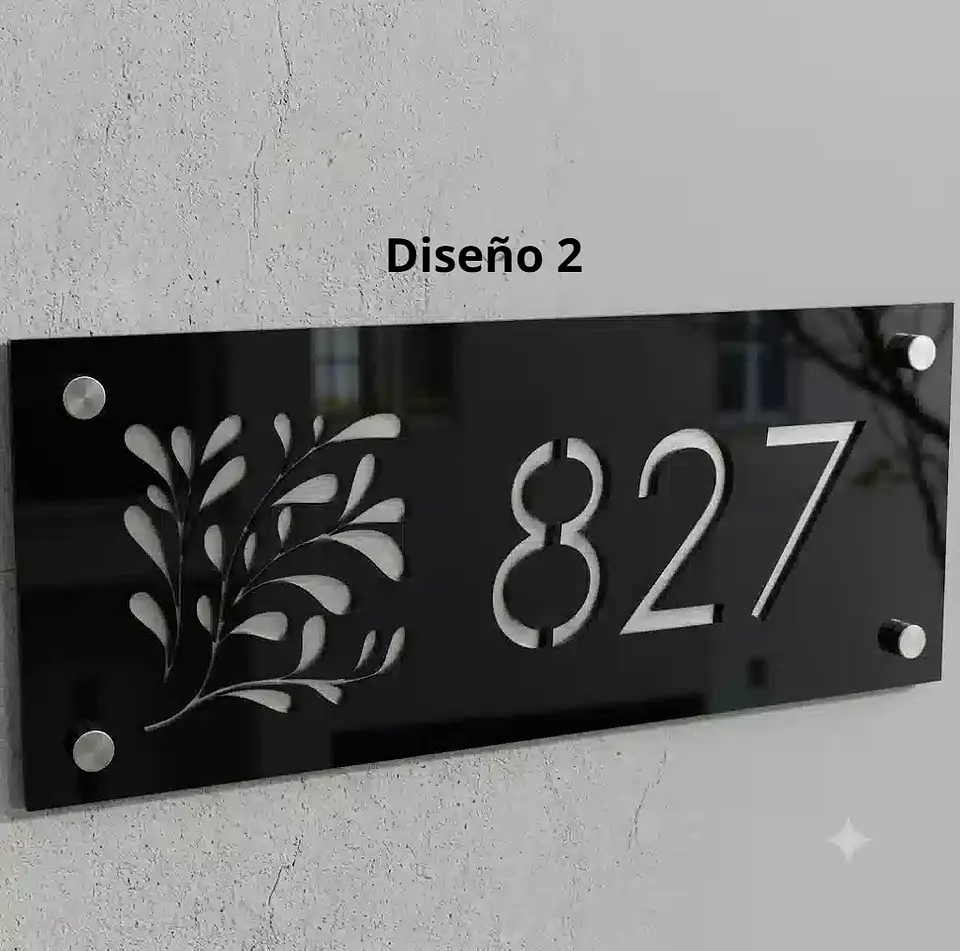 Placa Número Casa Acrílico Personalizada Premium | Diseño Moderno Chileno Horizontal 2
