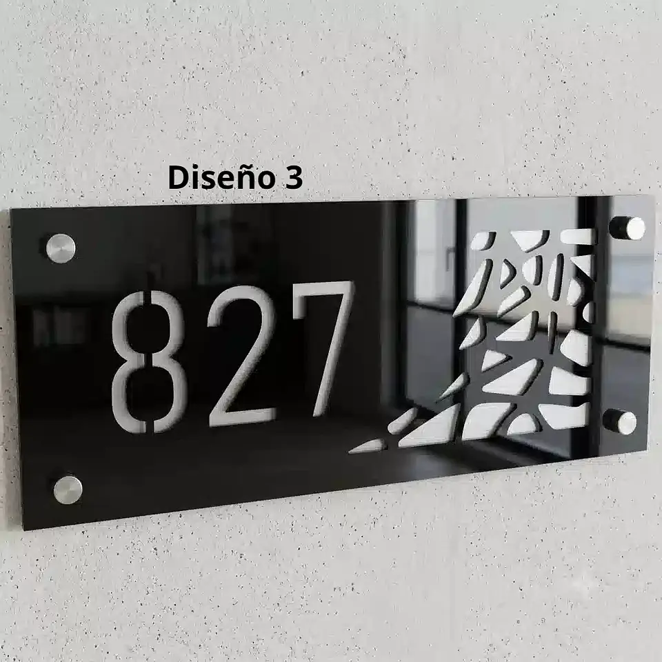 Placa Número Casa Acrílico Personalizada Premium | Diseño Moderno Chileno Horizontal 3