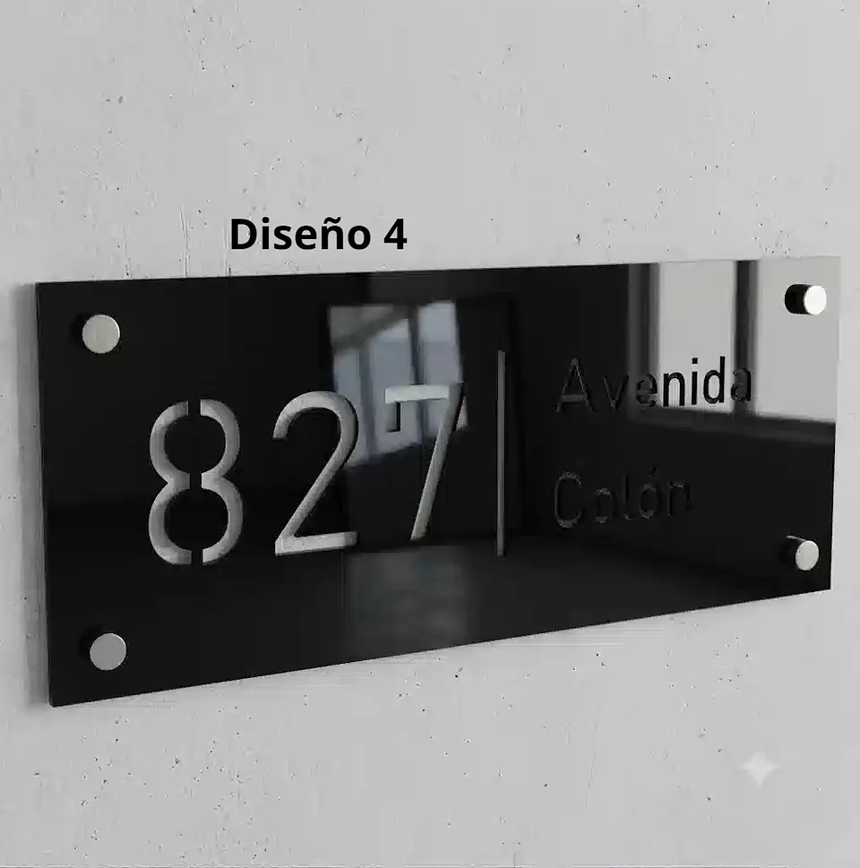Placa Número Casa Acrílico Personalizada Premium | Diseño Moderno Chileno Horizontal 4