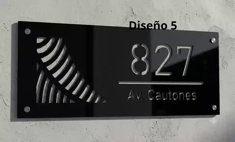 Placa Número Casa Acrílico Personalizada Premium | Diseño Moderno Chileno Horizontal 5