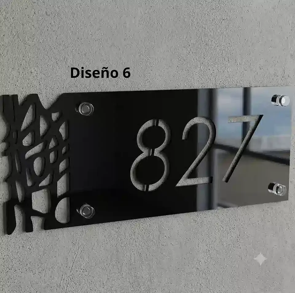 Placa Número Casa Acrílico Personalizada Premium | Diseño Moderno Chileno Horizontal 6