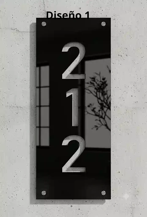 Placa Número Casa Acrílico Personalizada Premium | Diseño Moderno Chileno Vertical