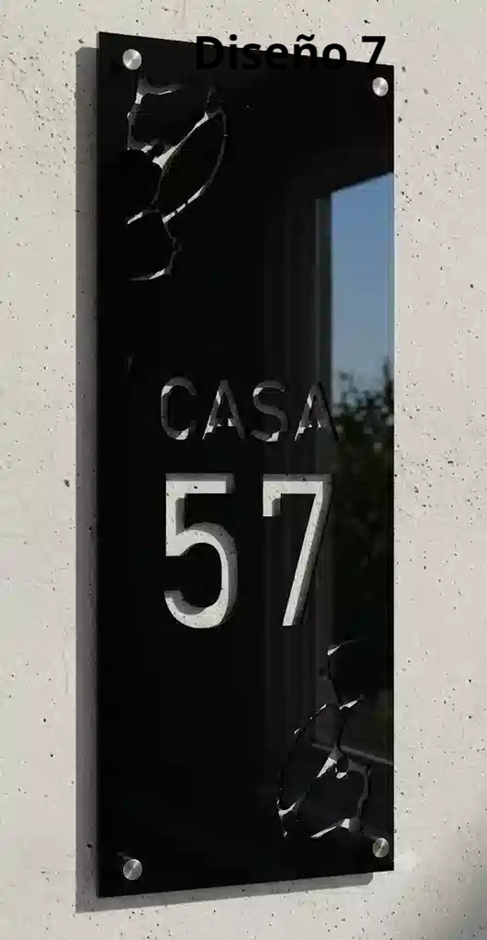 Placa Número Casa Acrílico Personalizada Premium | Diseño Moderno Chileno Vertical 7