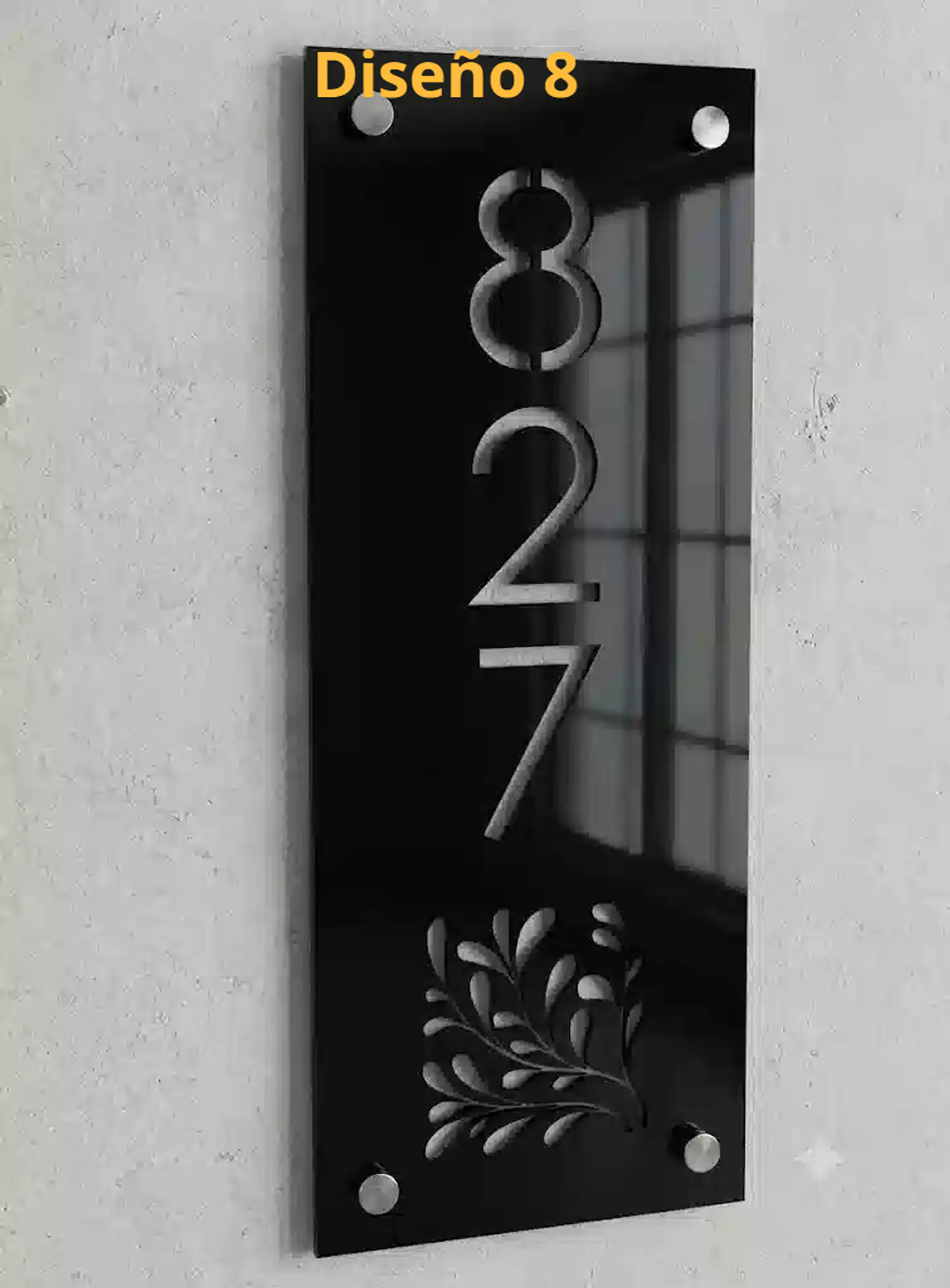Placa Número Casa Acrílico Personalizada Premium | Diseño Moderno Chileno Vertical 8
