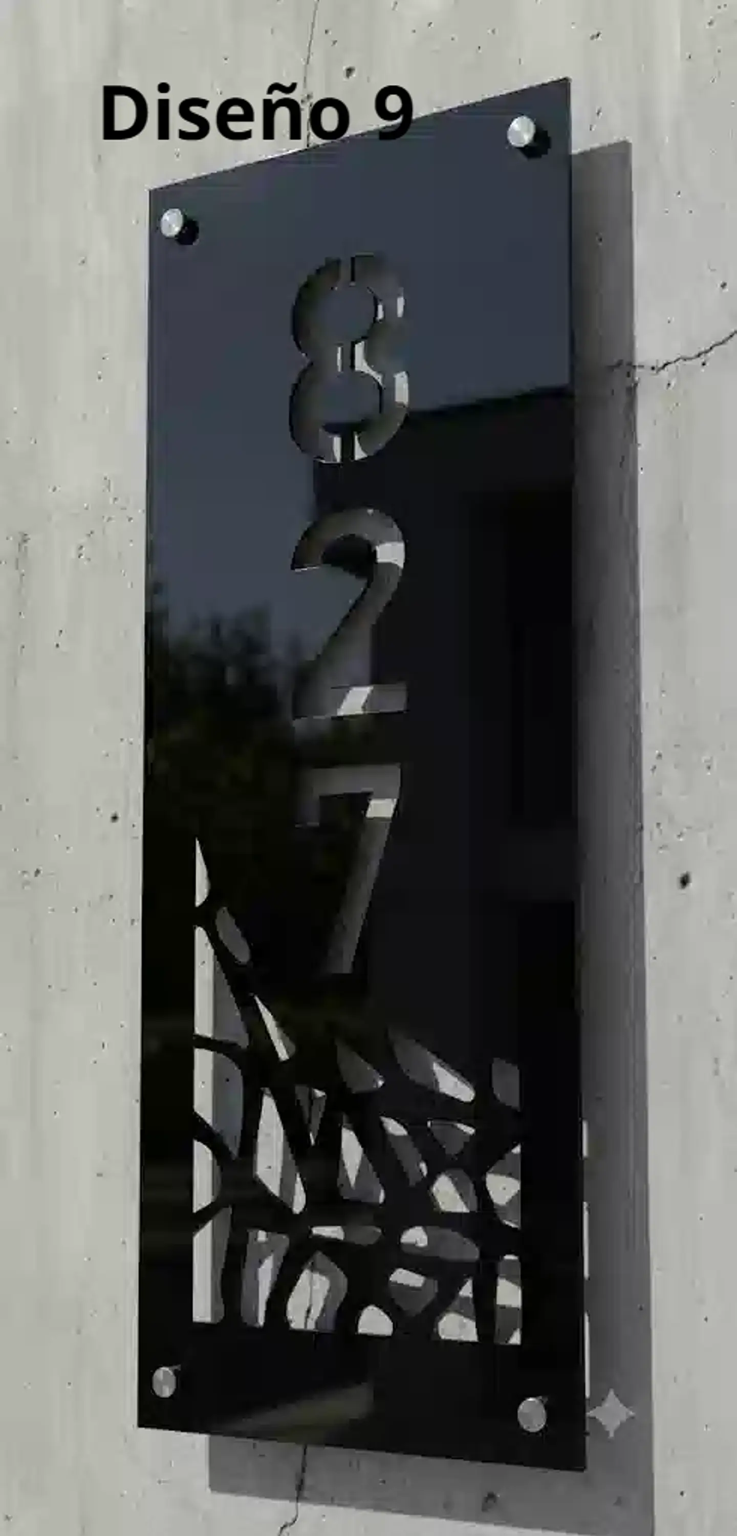 Placa Número Casa Acrílico Personalizada Premium | Diseño Moderno Chileno Vertical 9