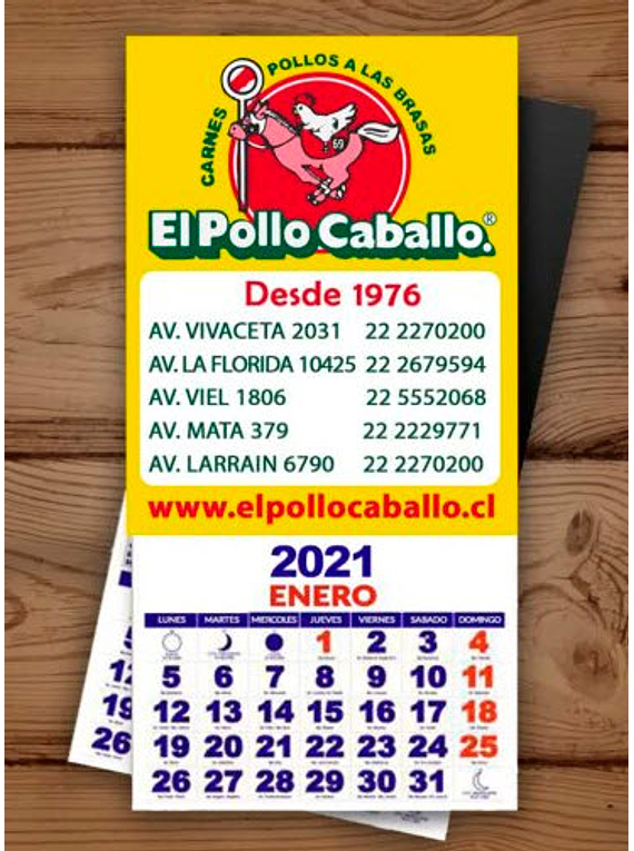 Pack 100 unidades Mini Calendario Imantado con diseño personalizado.