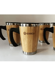 PACK 10 UNIDADES  Mug de Bamboo con Asa Plástica GRABADO LASER DE LOGO, HAGA CONSULTA POR STOCK