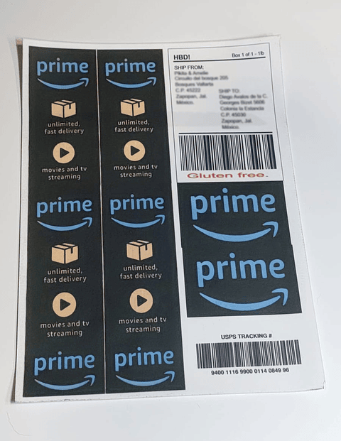 Etiquetas Amazon en papel comestible 