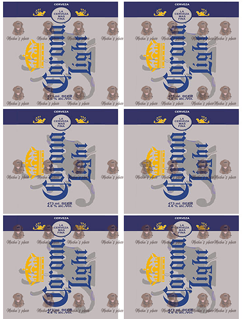 Cerveza Corona Light, transfer para gelatina