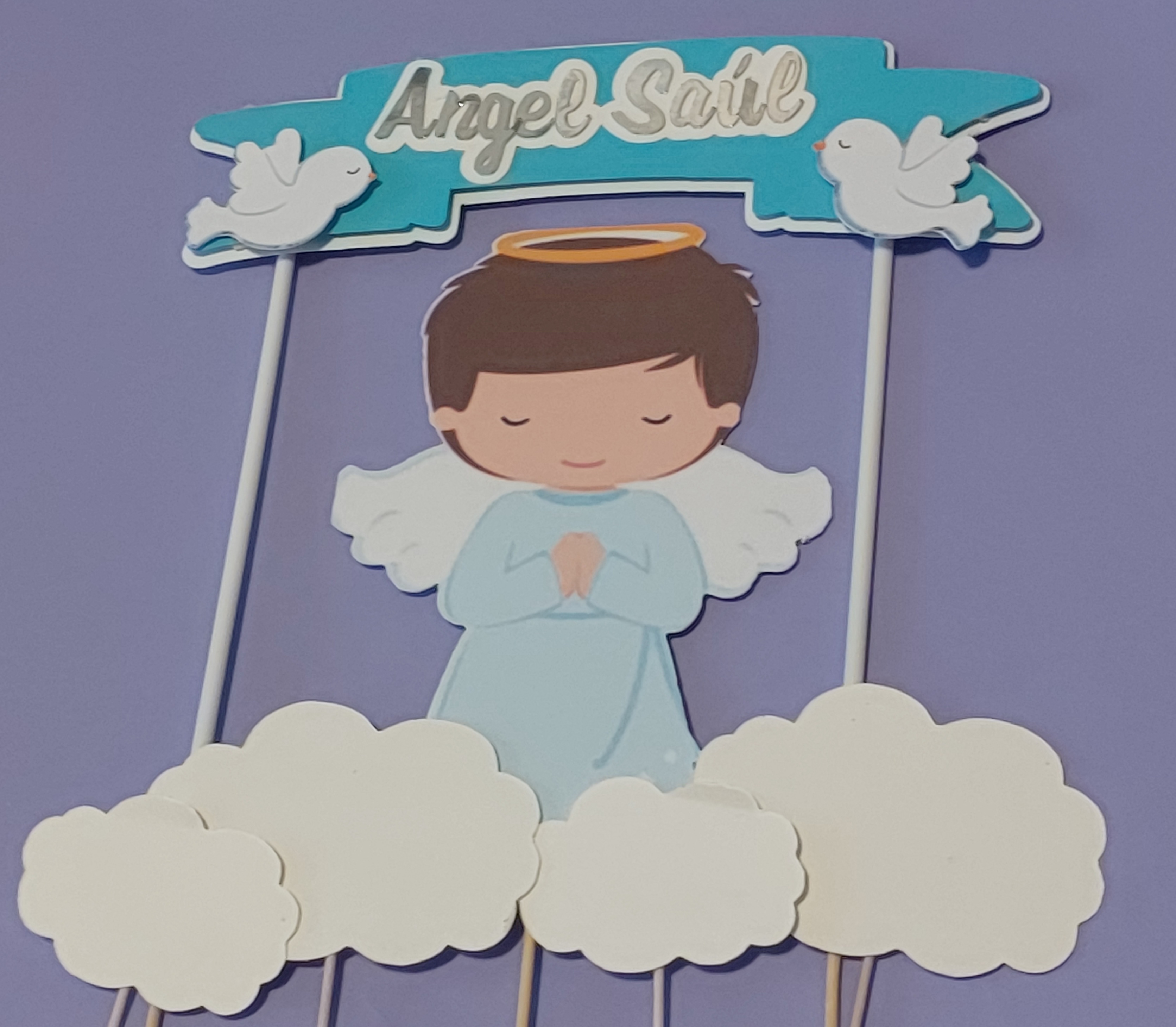 TOPPER PRIMERA COMUNIÓN, ANGELITO Y PALOMAS