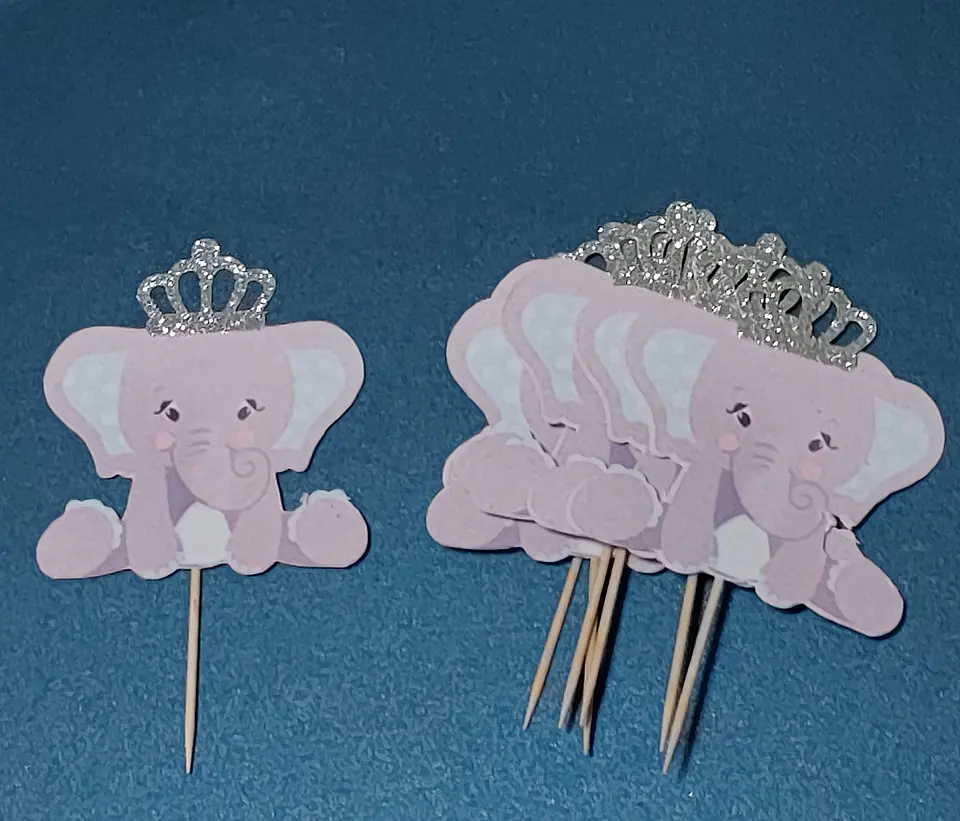 Topper cupcake Elefante con corona  1