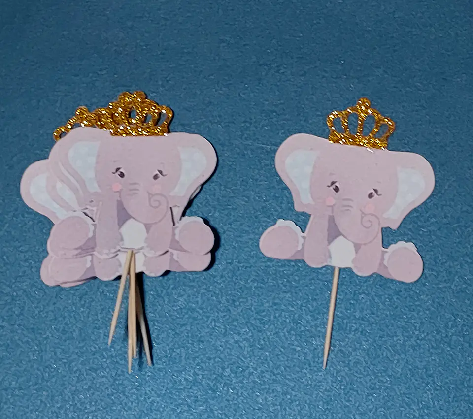 Topper cupcake Elefante con corona  2