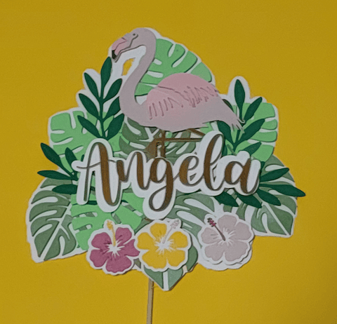Topper para pastel flamingo
