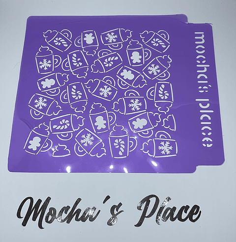 Stencil navideño patrón tazas navideñas