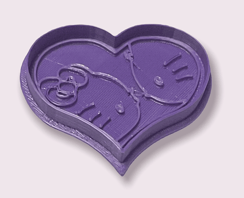 Cortador y sello para galleta “kitty corazón en pareja”