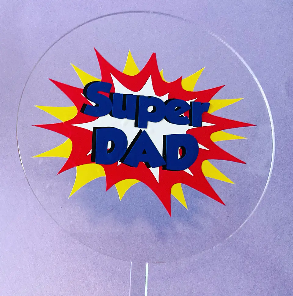 Topper acrilico super Dad 12 cms   1