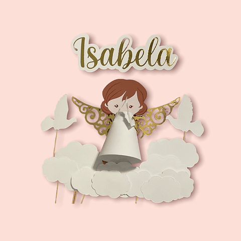 Topper cake primera comunion Ángel 3d