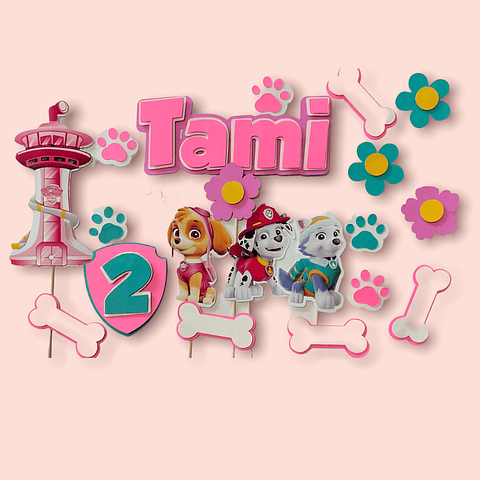 Set topper para pastel Paw Patrol Sky y Everest