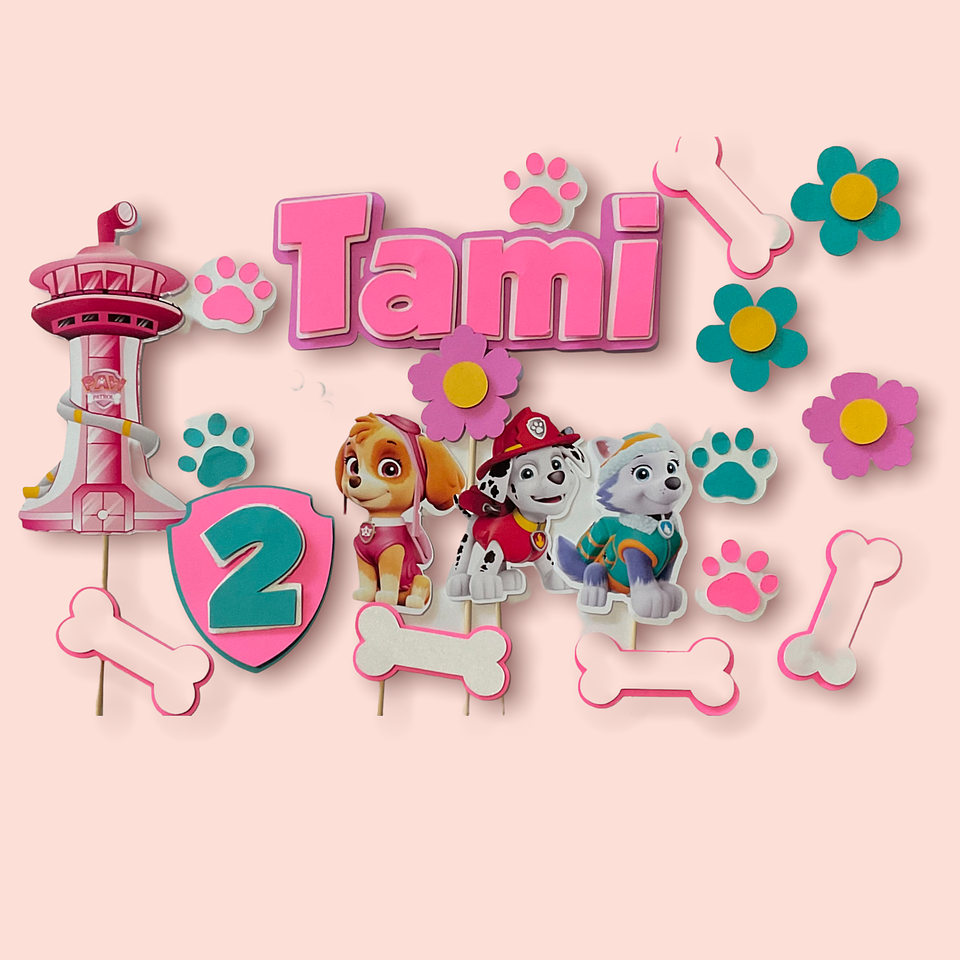 Set topper para pastel Paw Patrol Sky y Everest 1