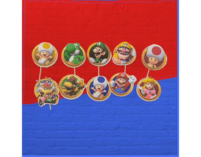 Toppers para cupcake Mario Bros