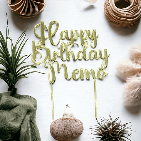 Topper acrilico happy birthday y nombre