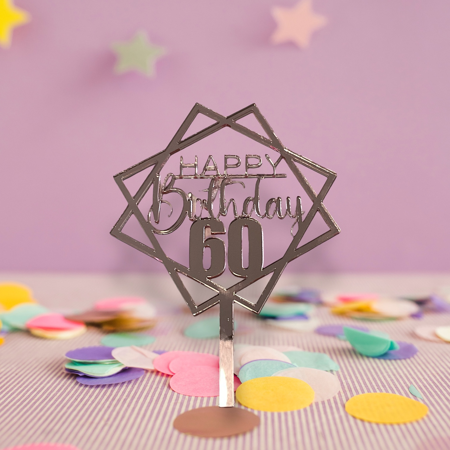 Topper Happy Birthday Acrilico cuadrado personalizado 1
