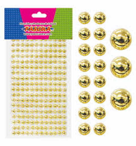 Piedras acrilicas doradas con adhesivo