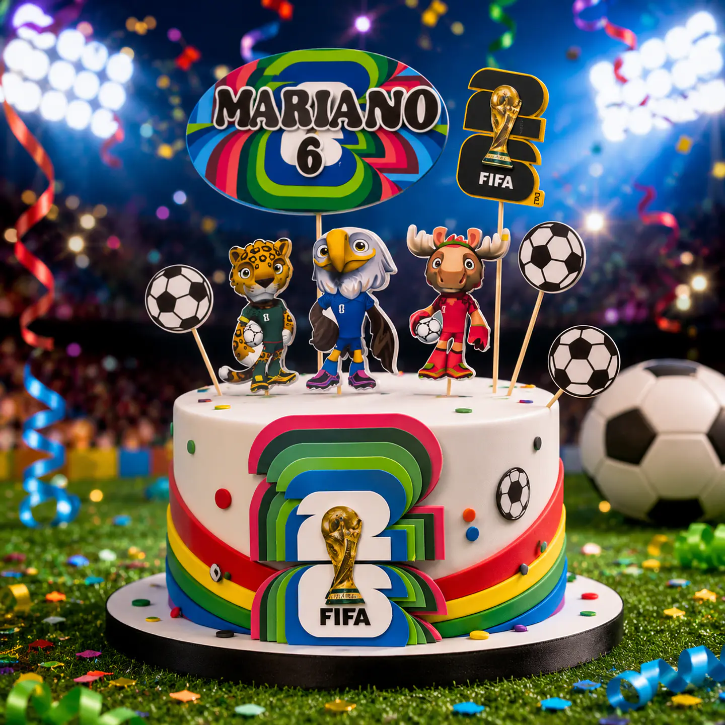 Diseño soccer 2026. Mundial.  Topper para pastel 1