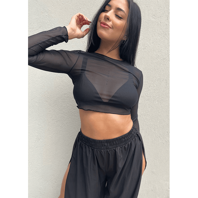 CROP TOP MANGA LARGA TRANSPARENCIAS 